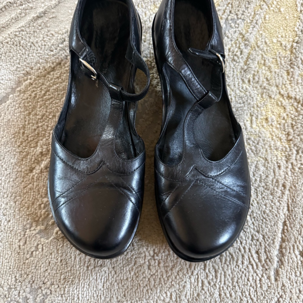 Aravon black Mary Jane Comfort Leather Heels comfort shoes t strap preppy 8.5 - Picture 9 of 12